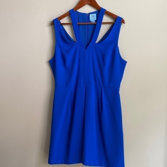 CeCe Blue Cocktail Dress w/Pockets - Picture 1 of 5